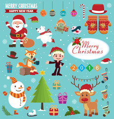Vintage Christmas poster design set