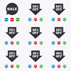 Sale discounts icons. Special offer signs.