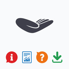 Donation hand sign icon. Charity or endowment.