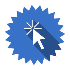 click here blue flat icon
