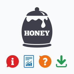 Honey in pot sign icon. Sweet natural food.