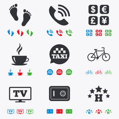 Hotel, apartment services icons. Coffee sign.