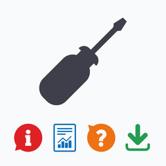 Screwdriver tool sign icon. Fix it symbol.