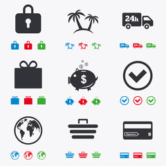 Online shopping, e-commerce and business icons.