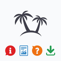 Palm Tree sign icon. Travel trip symbol.