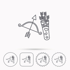 Amour arrows and bow icon. Valentine weapon sign