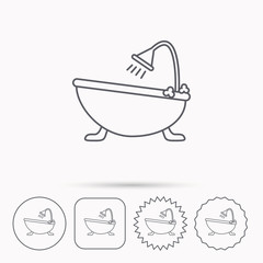 Bathroom icon. Bath with shower sign.