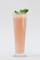 smoothie orange colour in tall glass