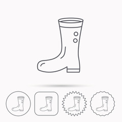 Boots icon. Garden rubber shoes sign.