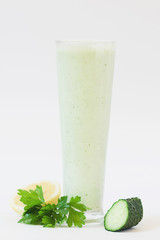 Vitamin cocktail on white background