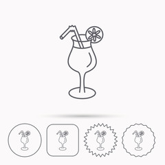 Cocktail icon. Glass of alcohol drink sign.