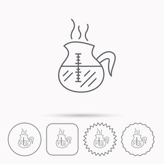 Coffee kettle icon. Hot drink pot sign.