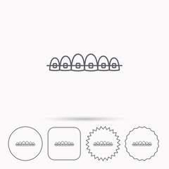 Dental braces icon. Teeth healthcare sign.
