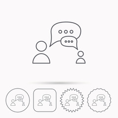 Dialog icon. Chat speech bubbles sign.