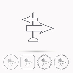 Direction arrows icon. Destination way sign.