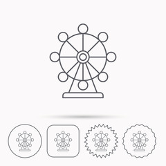 Ferris wheel icon. Entertainment park sign.