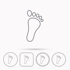 Baby footprint icon. Child foot sign.