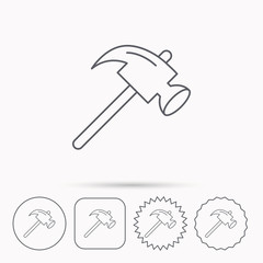 Hammer icon. Repair or fix sign.