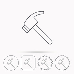 Hammer icon. Repair or fix tool sign.