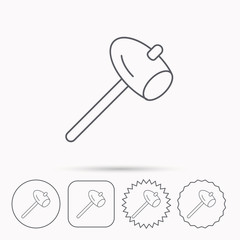 Hammer icon. Repair or fix sign.