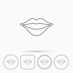 Lips icon. Smiling mouth sign.