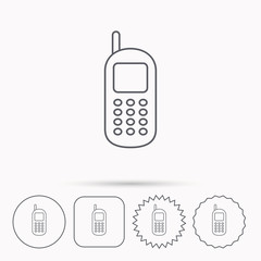 Mobile phone icon. Cellphone with antenna sign.