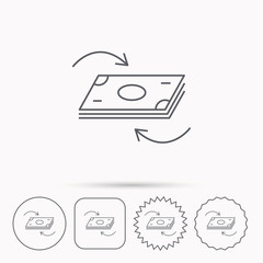 Money flow icon. Cash investment sign.