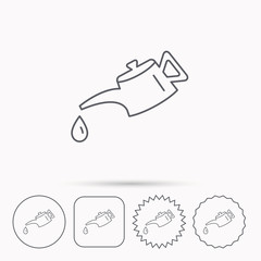 Fototapeta premium Motor oil icon. Fuel can with drop sign.