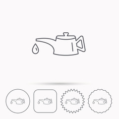 Motor oil icon. Fuel can with drop sign.