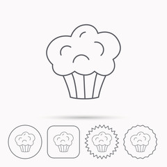 Muffin icon. Cupcake dessert sign.