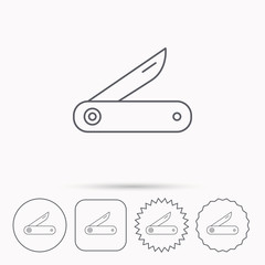 Multitool knife icon. Multifunction tool sign.