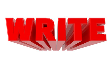 3D WRITE word on white background 3d rendering