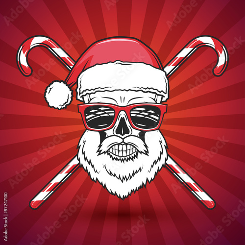 bad santa claus biker with candy cones print design vintage heavy metal christmas portrait - Christmas Metal bad santa claus biker with candy cones print design vintage heavy metal christmas portrait - Christmas Metal