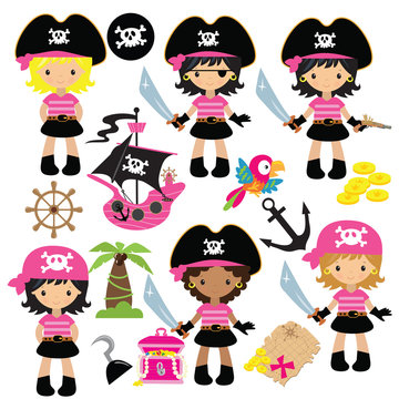 Pirate girl vector illustration
