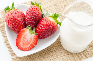 Strawberries and milk drink.