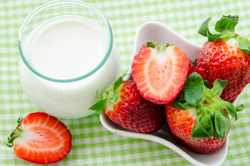 Fresh Strawberries and milk drink .