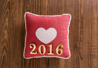 Christmas pillow with new year 2016