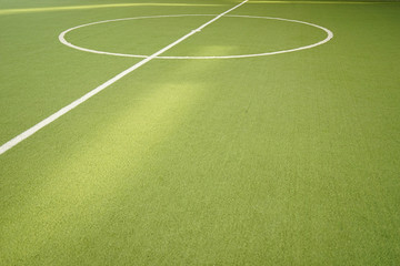 Obraz premium footsal green grass field and white line