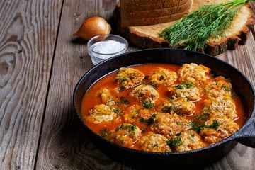 meatballs in a pan on the background