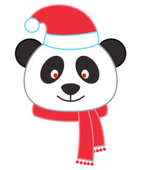 cartoon panda wearing Santa hat
