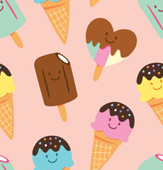 cartoon ice cream seamless background