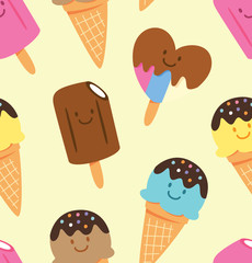 cartoon ice cream seamless background