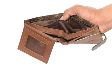No have Money in the wallet on white background