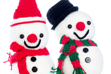 Two smiling snowman