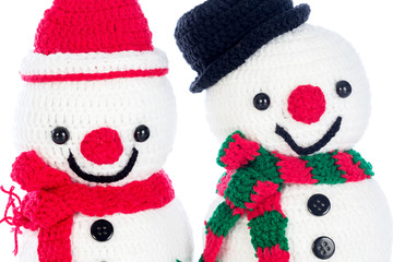Two smiling snowman
