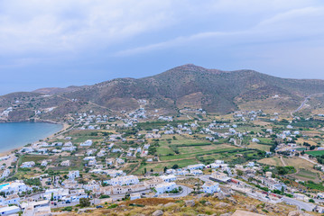Fototapeta na wymiar Panorama of the coast of the Greek island of IOS, Cyclades, Greece.