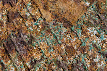 Old rusty metal background with peeling paint