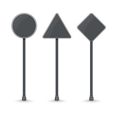 Fototapeta premium Blank black traffic road signs on white background