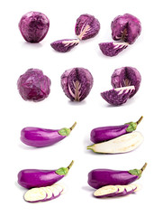 Fototapeta premium red cabbage and aubergine (eggplant)
