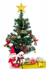 Obraz na płótnie Canvas Snowman with Christmas tree